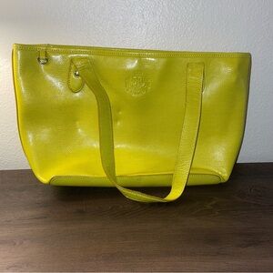 Ralph Lauren Chartreuse Leather Shoulder Bag